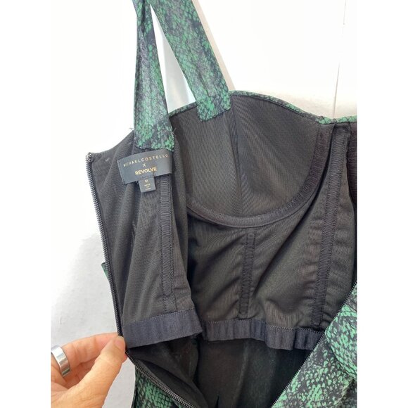 Michael Costello x Revolve Green Snake Print Gwendolyn Jumpsuit Size Medium - Picture 11 of 13